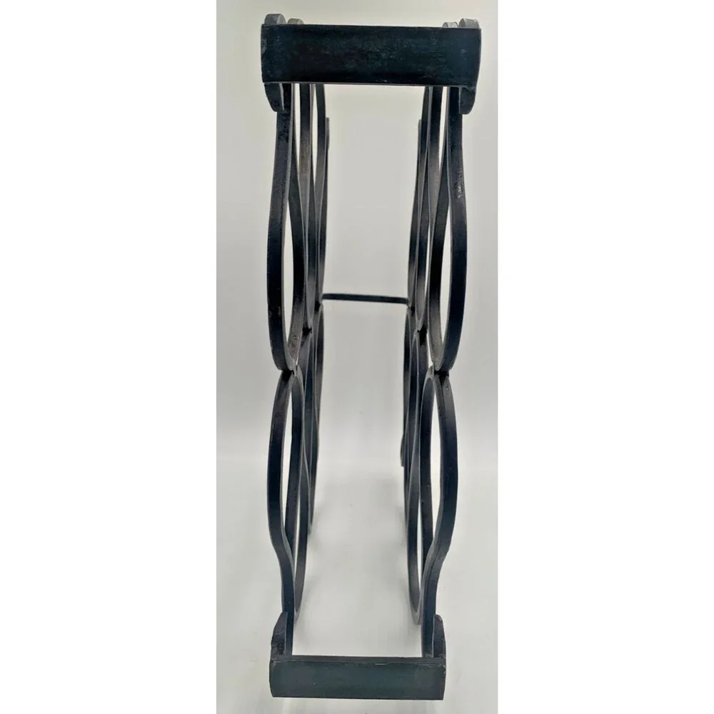 Vintage Elegant Heavy Duty Wrought Iron Scroll Wine Rack 10 Bottle Holder Black